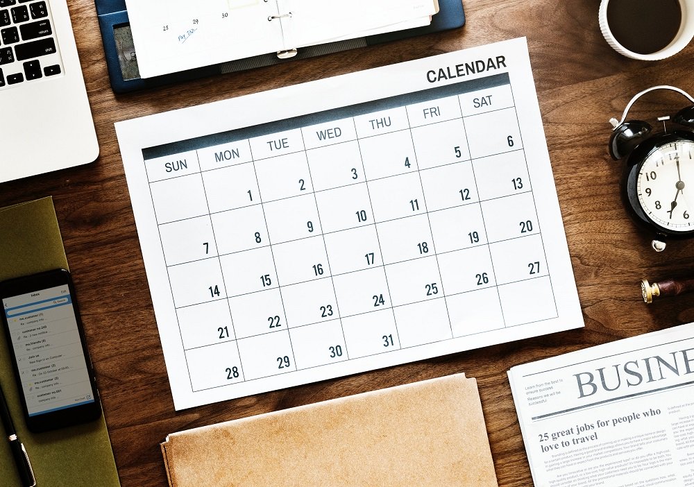 Business calendar on desk